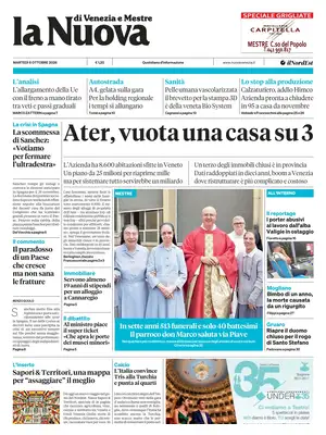 Prima Pagina "La Nuova di Venezia e Mestre"