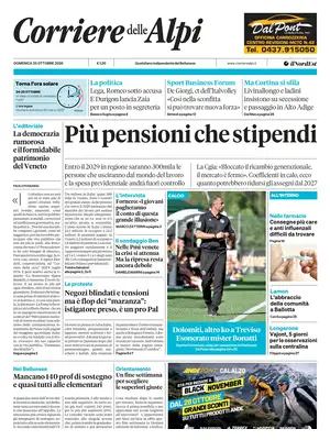 Prima Pagina "Corriere delle Alpi | Belluno"