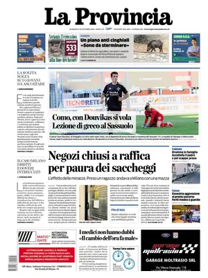 Prima Pagina "La Provincia di Como"