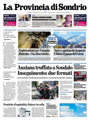 Prima Pagina "La Provincia di Sondrio"