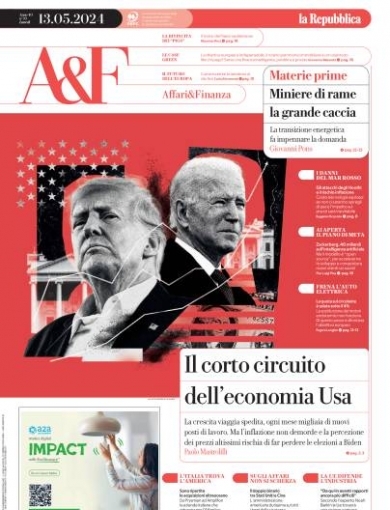 Copertina Affari & Finanza (la Repubblica) 13/05/2024