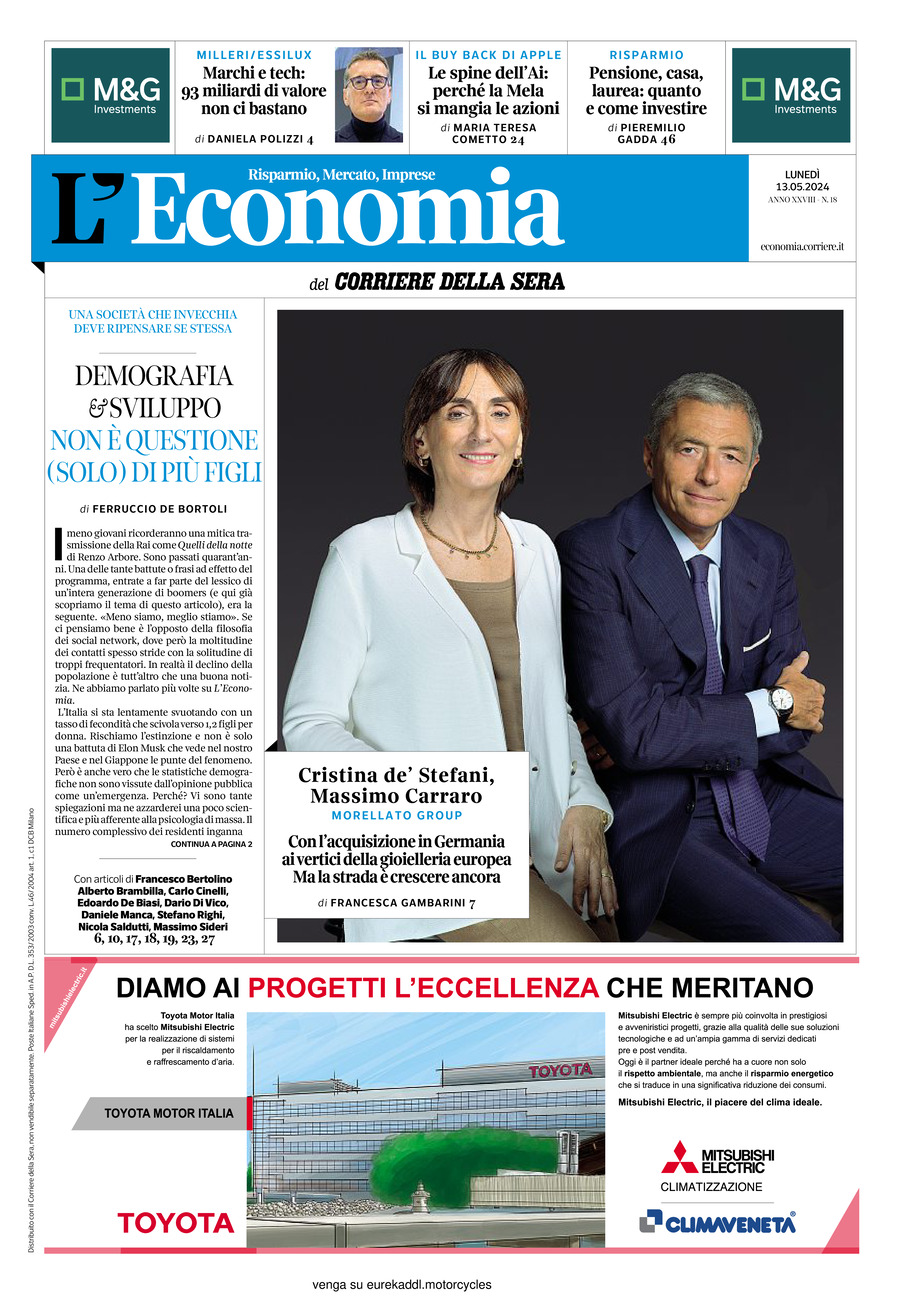 Copertina L'Economia (Corriere della Sera) 13/05/2024