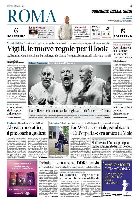 Prima Pagina Corriere della Sera (Roma) 16/05/2024