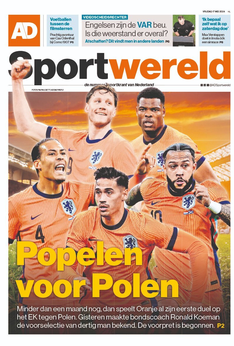 Prima Pagina AD Sportwereld 17/05/2024