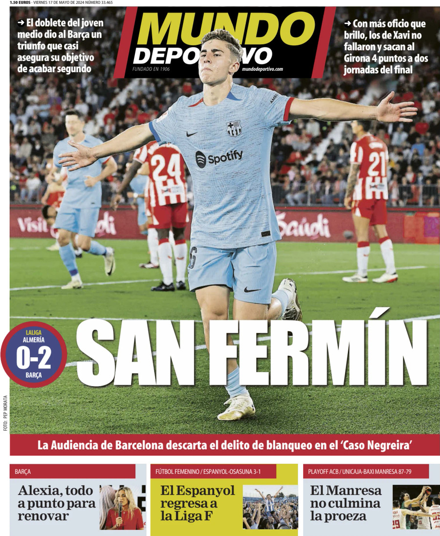 Prima Pagina Mundo Deportivo 17/05/2024